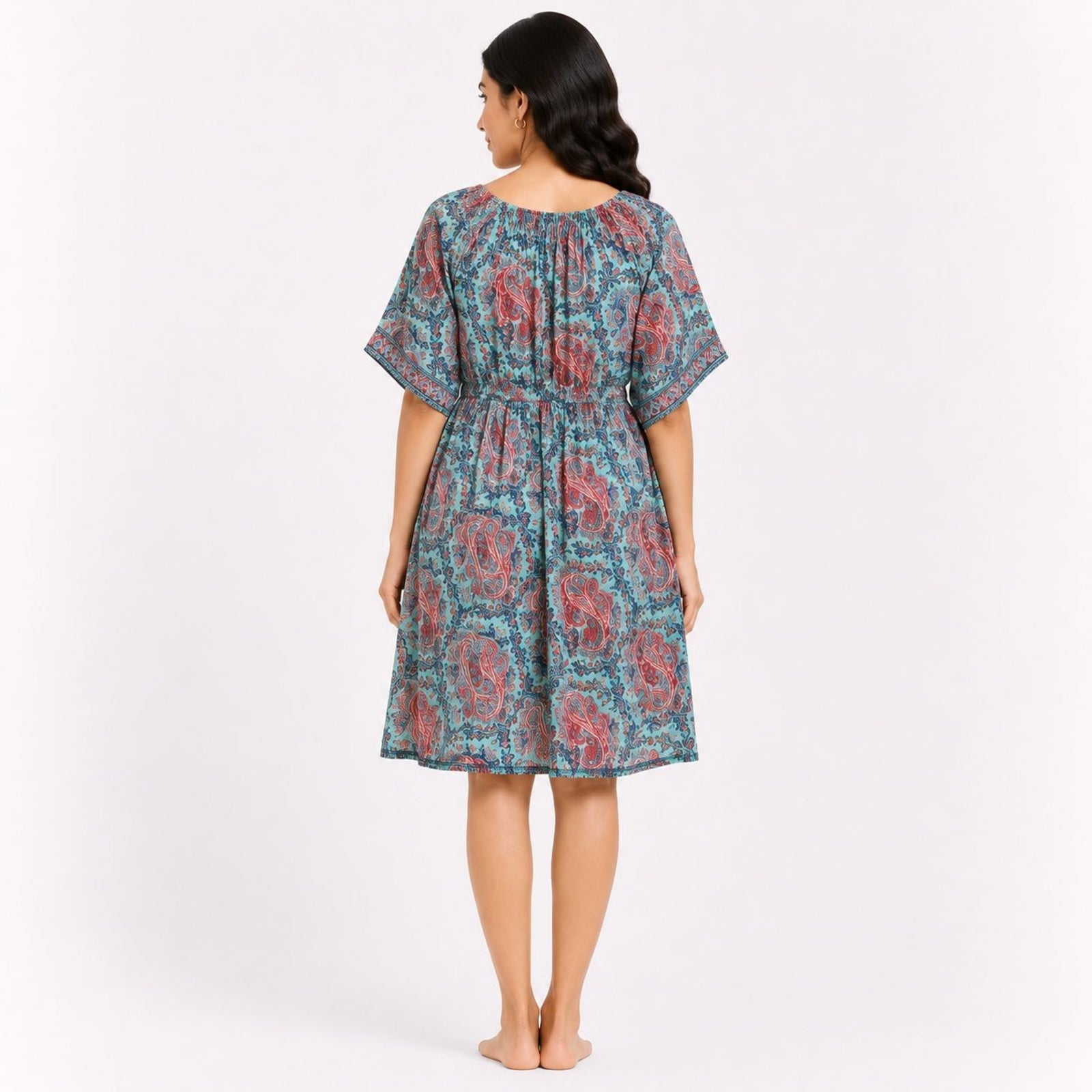 Women's Paisley Print Midi Dress-4
