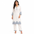 Women's Elegant Embroidered Kurta Pant Set | Premium Ethnic Wear Straight Fit Co-Ord Set for Women – Off White-1