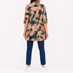 Women's Green Abstract Print A-Line Tunic Top-2
