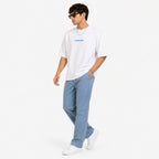 Men's White Oversized Minimal Typography T-Shirt-4