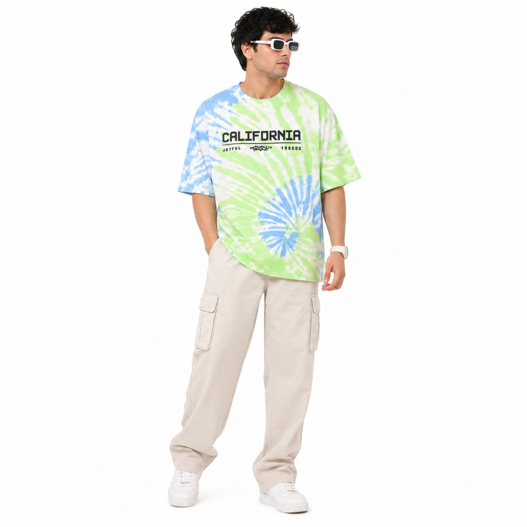 Men's California Tie-Dye Oversized Graphic T-Shirt-4