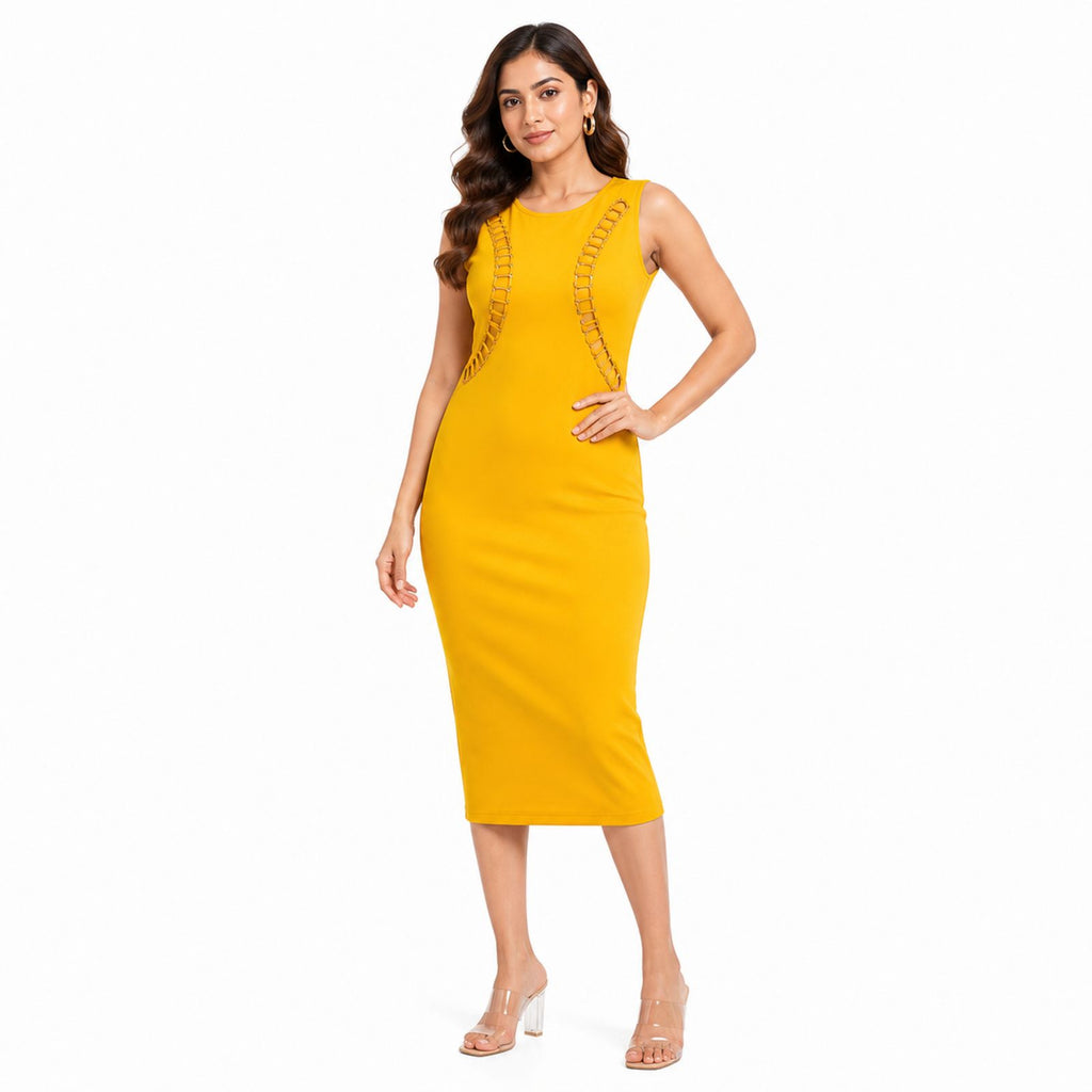 Sunlit Sculpt Ruffle Bodycon Midi Dress-3