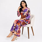 Women's Floral Printed Co-Ord Set | Stylish Shirt & Wide Leg Pant Co-Ord Set for Women – Cream-3