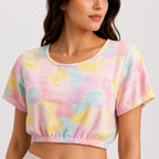 Women's Vibrant Pastel Tie-Dye Elasticated Crop Top-2