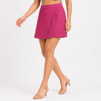 Women’s Pink Textured Mini Skirt-1