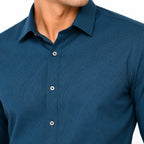 Men's Teal Micro Stripe Formal Shirt | Smart Tailored Office Wear Shirt-2