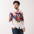 Men's White Tiger Graphic Printed Shirt-2
