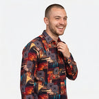 Men's Retro Abstract Print Full Sleeve Shirt-4