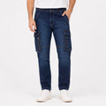 Men's Dark Blue Cargo Denim Jeans-4
