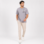Men's Smoke Grey Cartoon Graphic Oversized T-Shirt-1