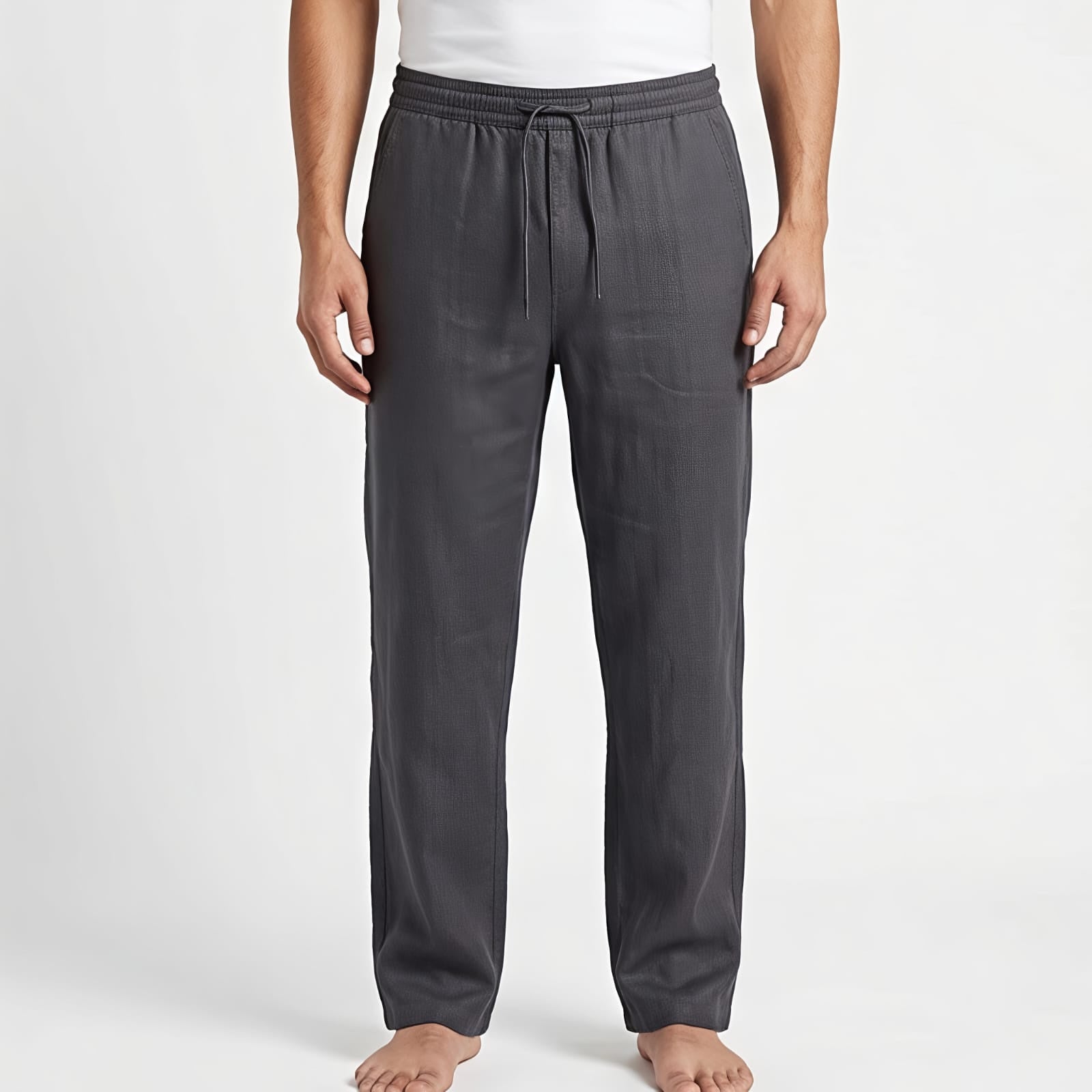 Men's Midnight Black Relaxed Fit Lounge Trousers-2