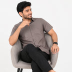 Men's Classic Grey Half Sleeve Casual Shirt-3