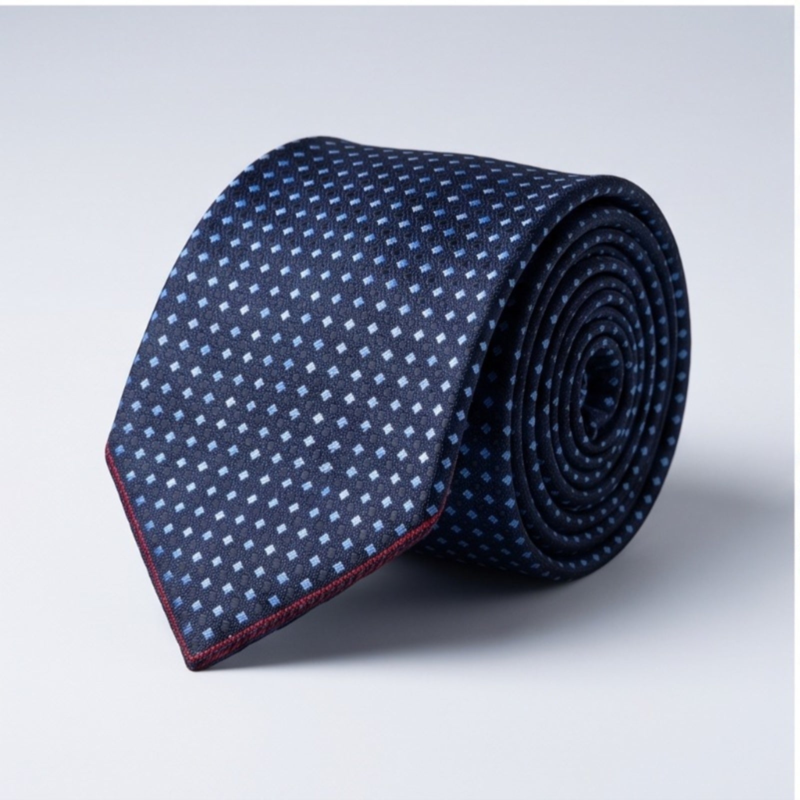Men's Luxury Micro-Patterned Navy Blue Silk Formal Necktie with Matching Cufflinks Set-4