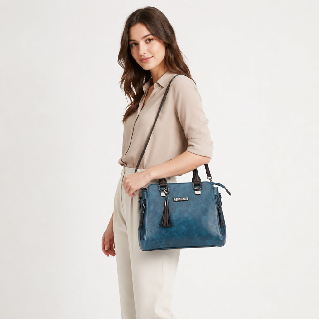 Azure Luxe Structured Handbag-4