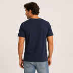 Men's Navy Blue Eagle Graphic Print Crew Neck T-Shirt-4