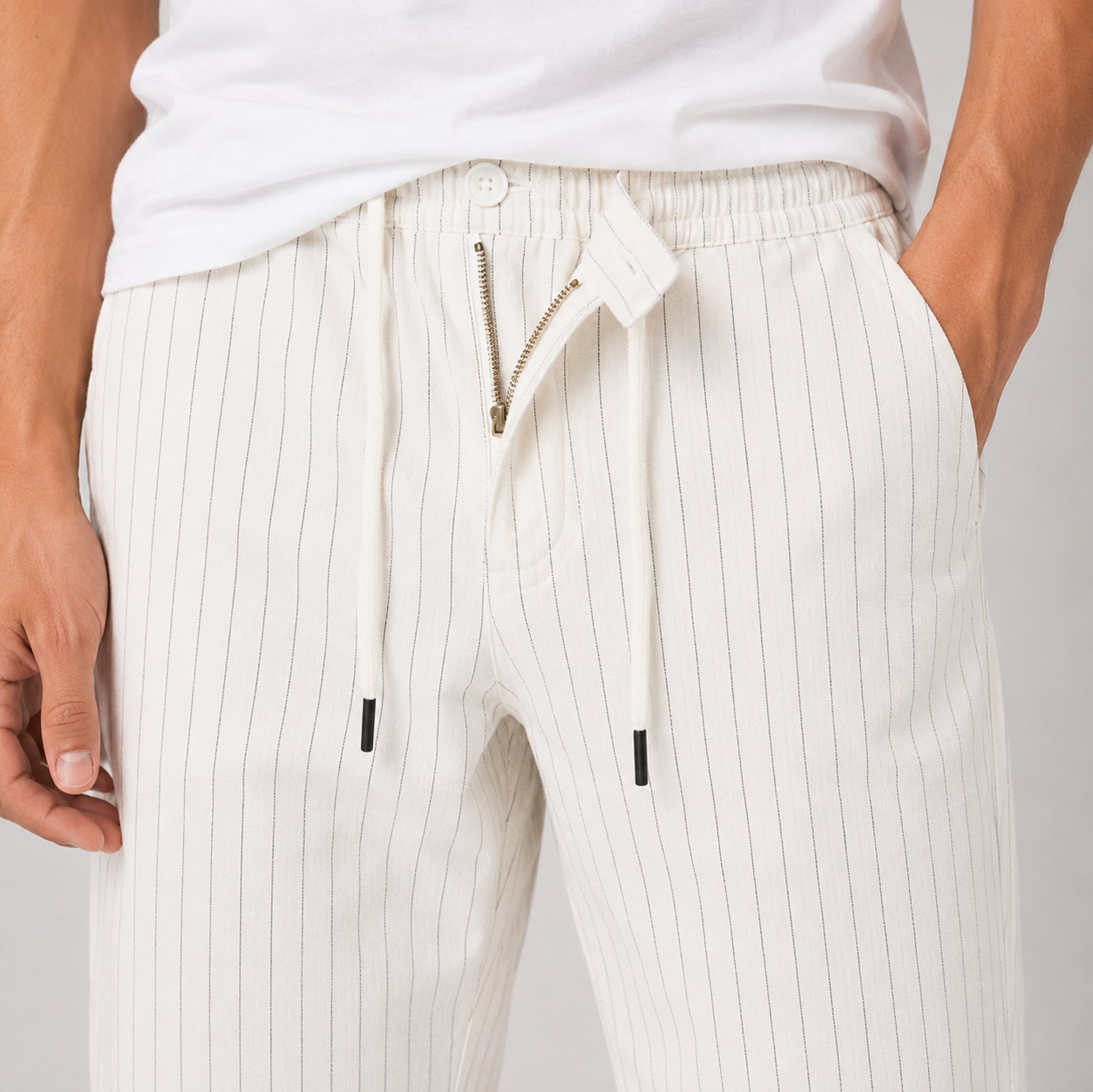 Men's Classic White Relaxed Fit Lounge Trousers-1