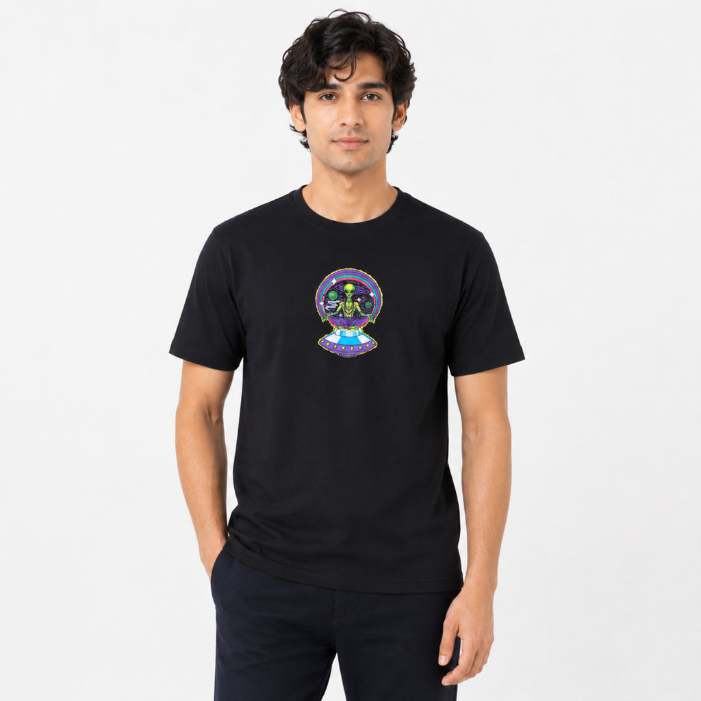 Men's Cosmic Alien Graphic Oversized T-Shirt-4