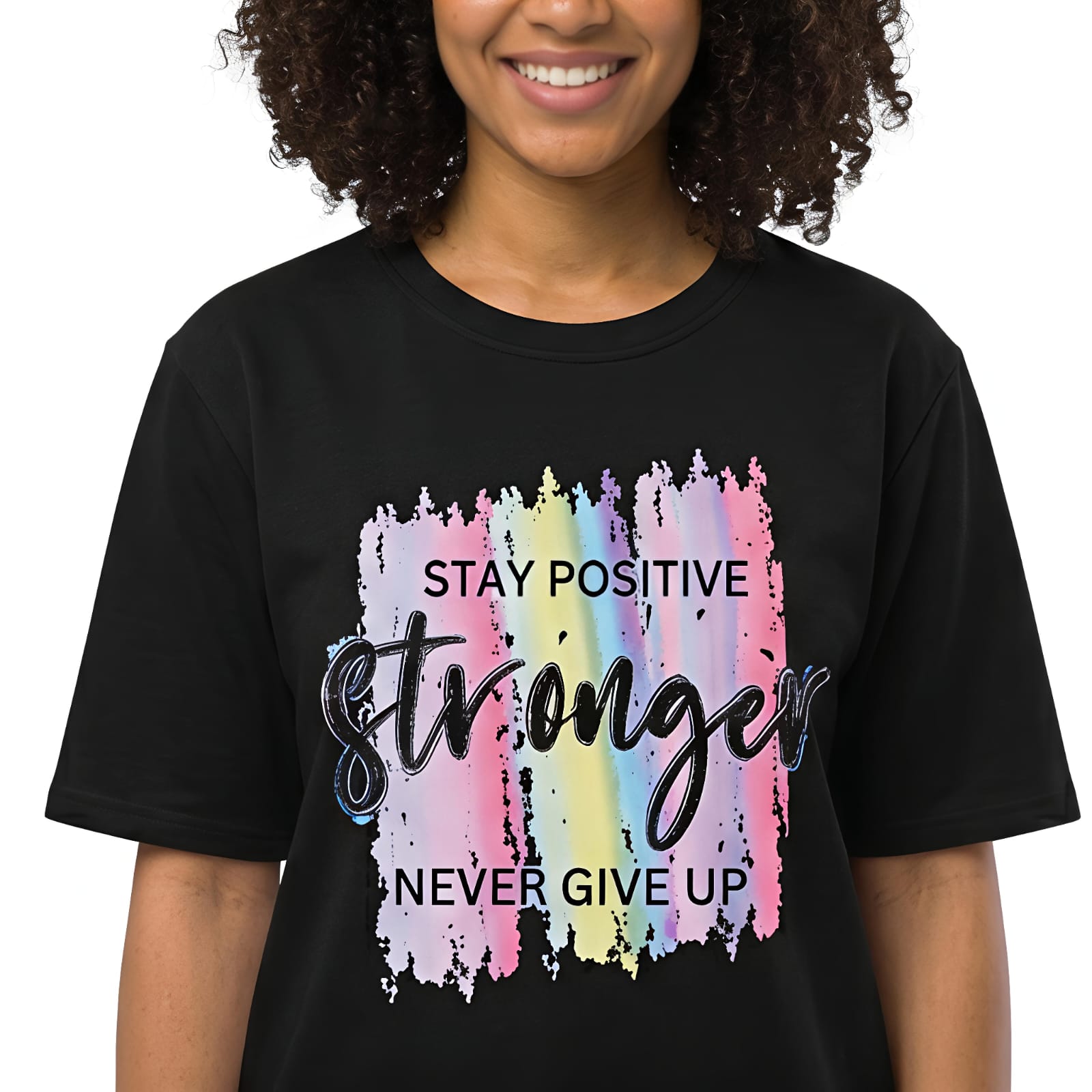 Women's “Stay Positive Stronger” Graphic T-Shirt-4