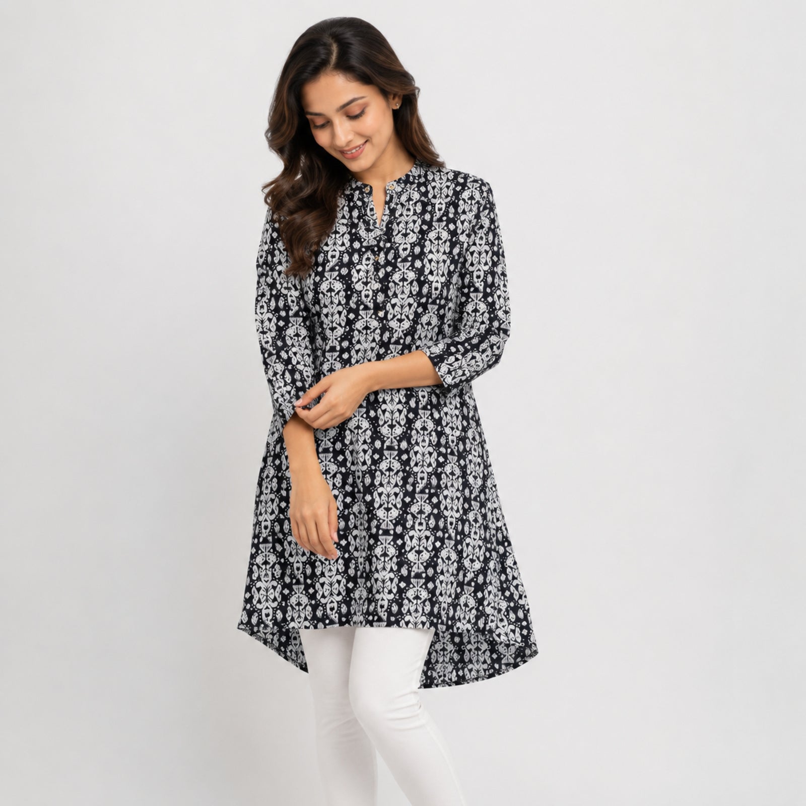 Women's Black Printed Kurta Pant Set-3