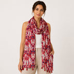 Women's Floral Print Tassel Scarf-2