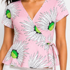 Women's Blush Daisy Wrap Peplum Top-2