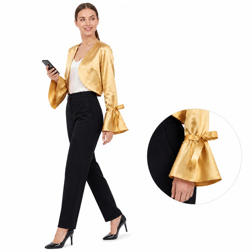 Golden Elegance Cropped Shrug Top-2