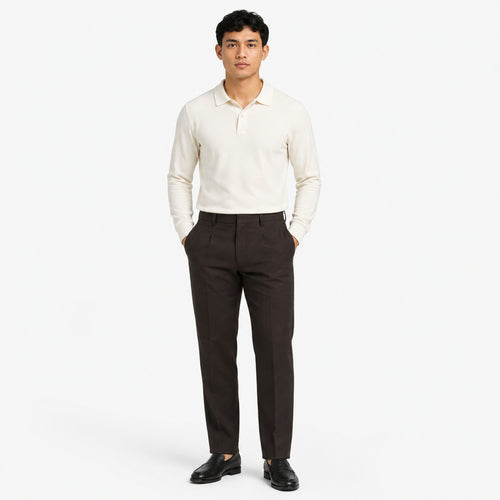 Men's Classic Brown Formal Trousers-4