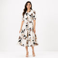 Women's Elegant Floral Print Midi Dress-1