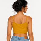 Women's Mustard Spaghetti Strap Crop Top-4