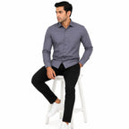 Men's Steel Grey Everyday Button-Up Shirt with Chest Pocket-2