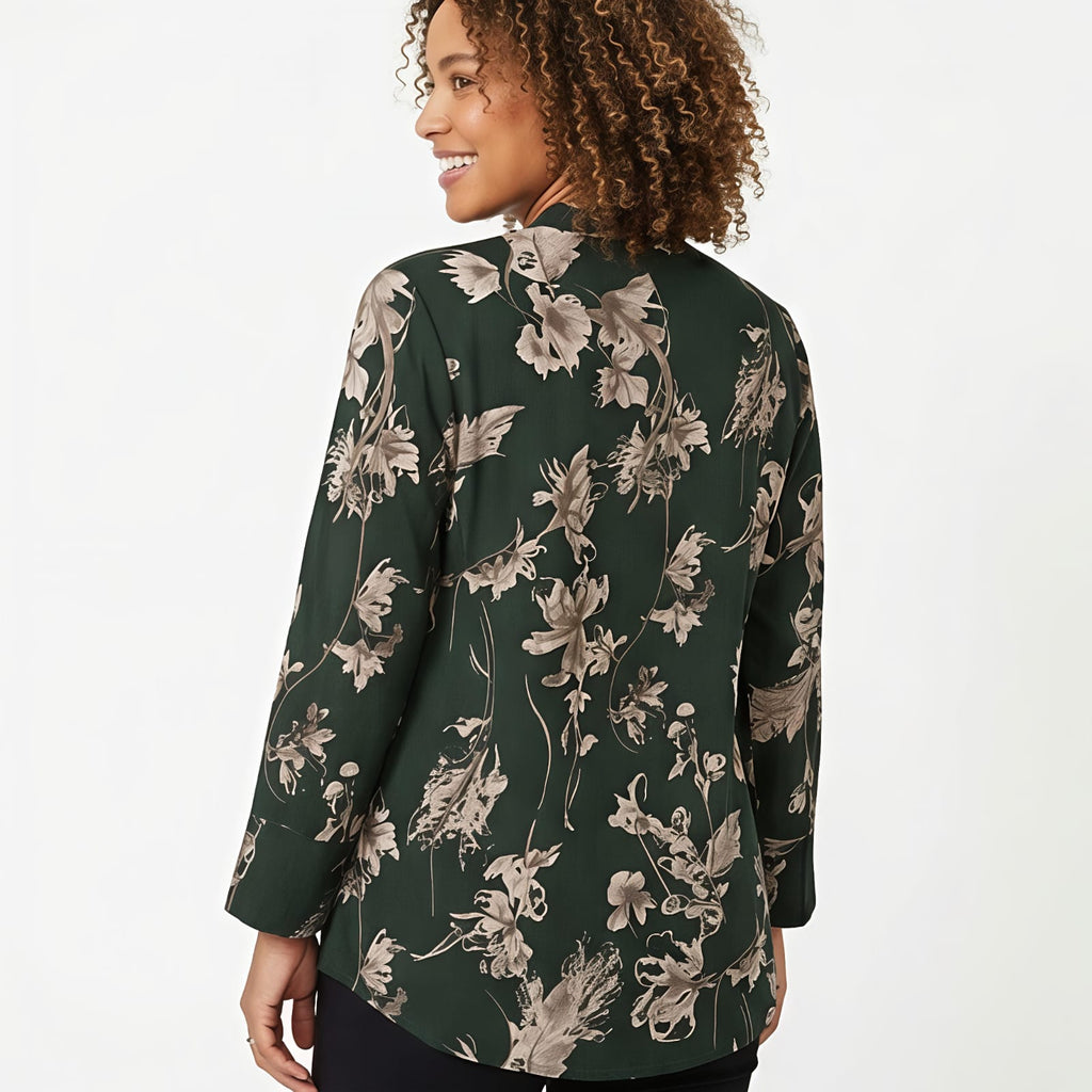Midnight Garden Floral Tie-Neck Women's Top-3