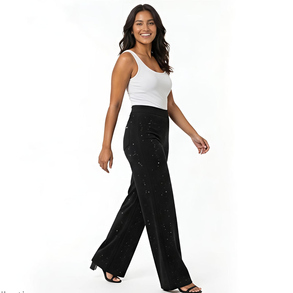 Midnight Sparkle Women's Wide Leg Party Trousers-4