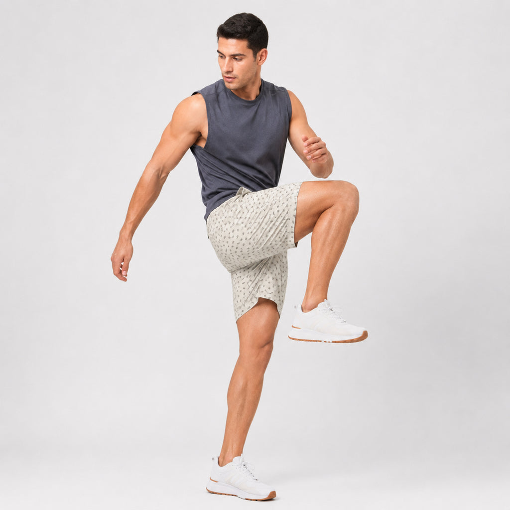 Men's White Printed Casual Summer Shorts-1