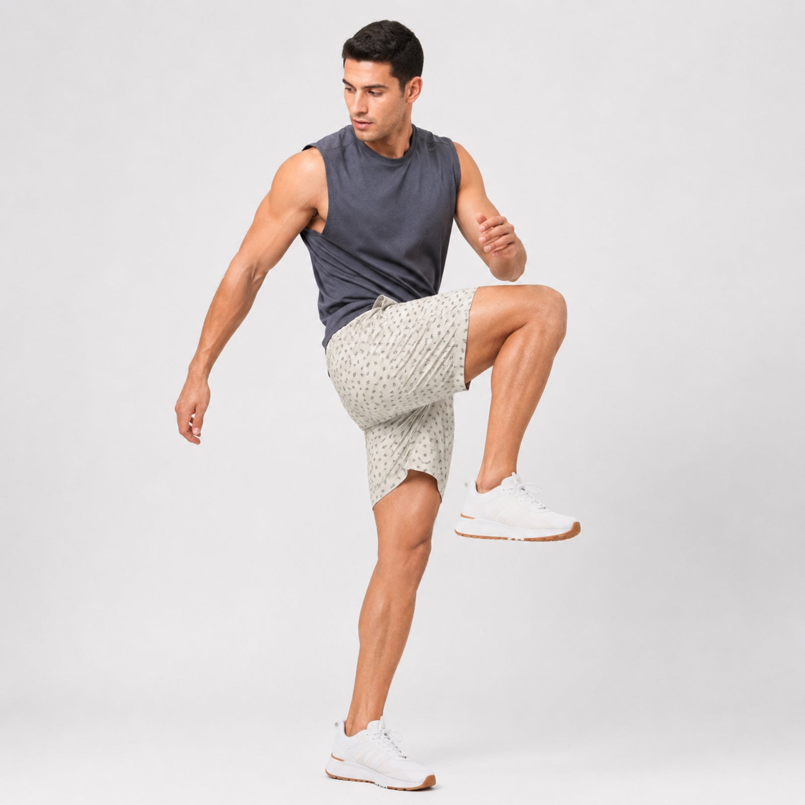 Men's White Printed Casual Summer Shorts-1
