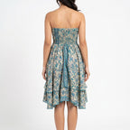 Women's Printed Strapless High-Low Dress-3