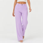 Women's Purple Straight Fit Formal Trousers-1