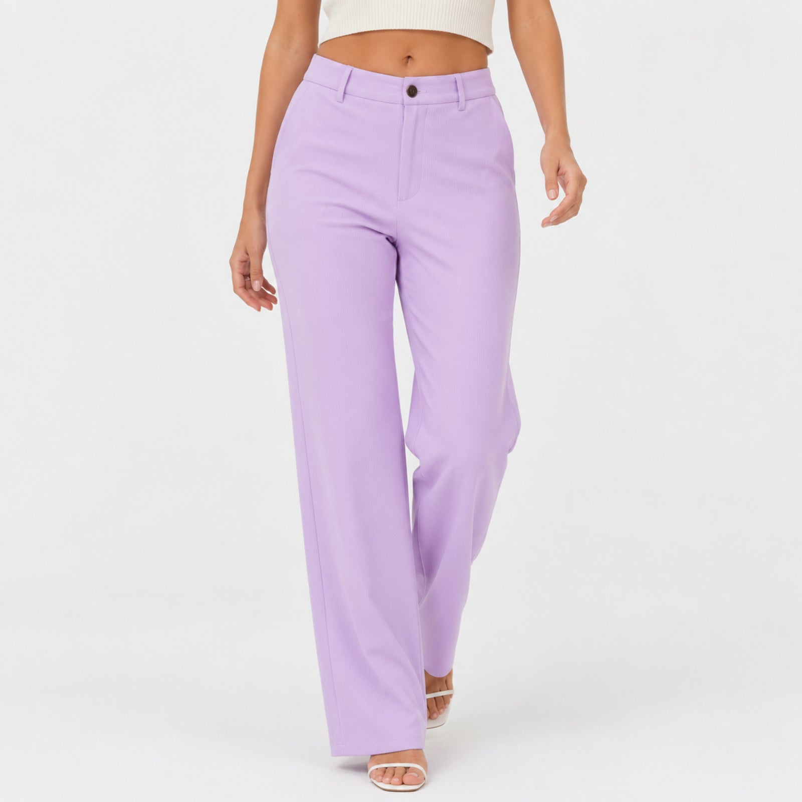 Women's Purple Straight Fit Formal Trousers-1