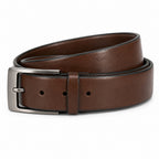 Men's Brown Textured Leather Belt with Silver Buckle-1