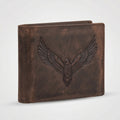 Men's Luxury Distressed Dark Brown Leather Bifold Wallet with Embossed Eagle Accent-1