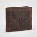 Men's Luxury Distressed Dark Brown Leather Bifold Wallet with Embossed Eagle Accent-1