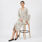 Ivory Abstract Wrap Midi Dress-3
