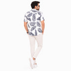 Men's Tropical Leaf Print Resort Shirt-3