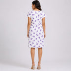 Women's Classic Lavender Leaf Motif Tailored Sheath Dress-4