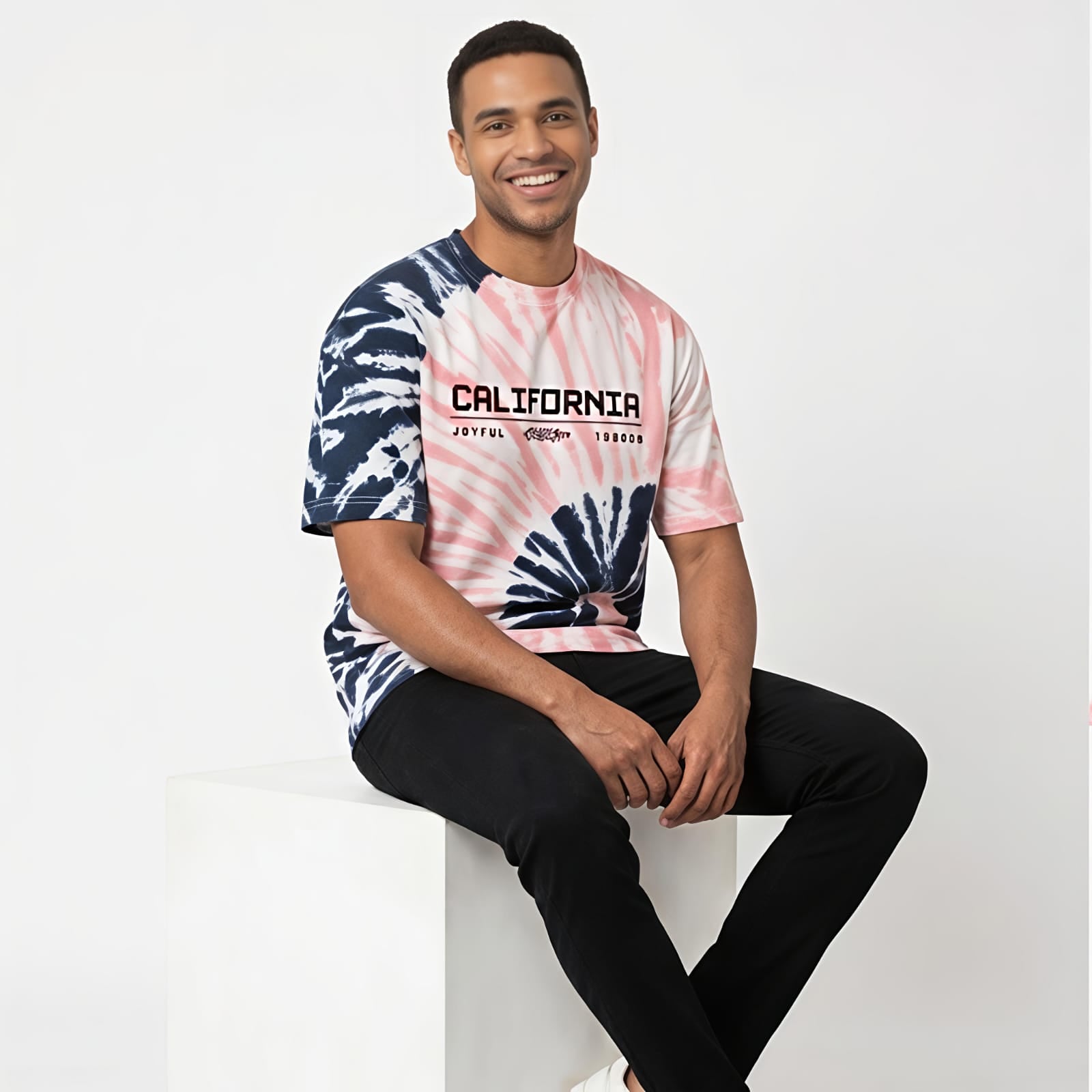 Men's California Tie-Dye Graphic Oversized T-Shirt-3