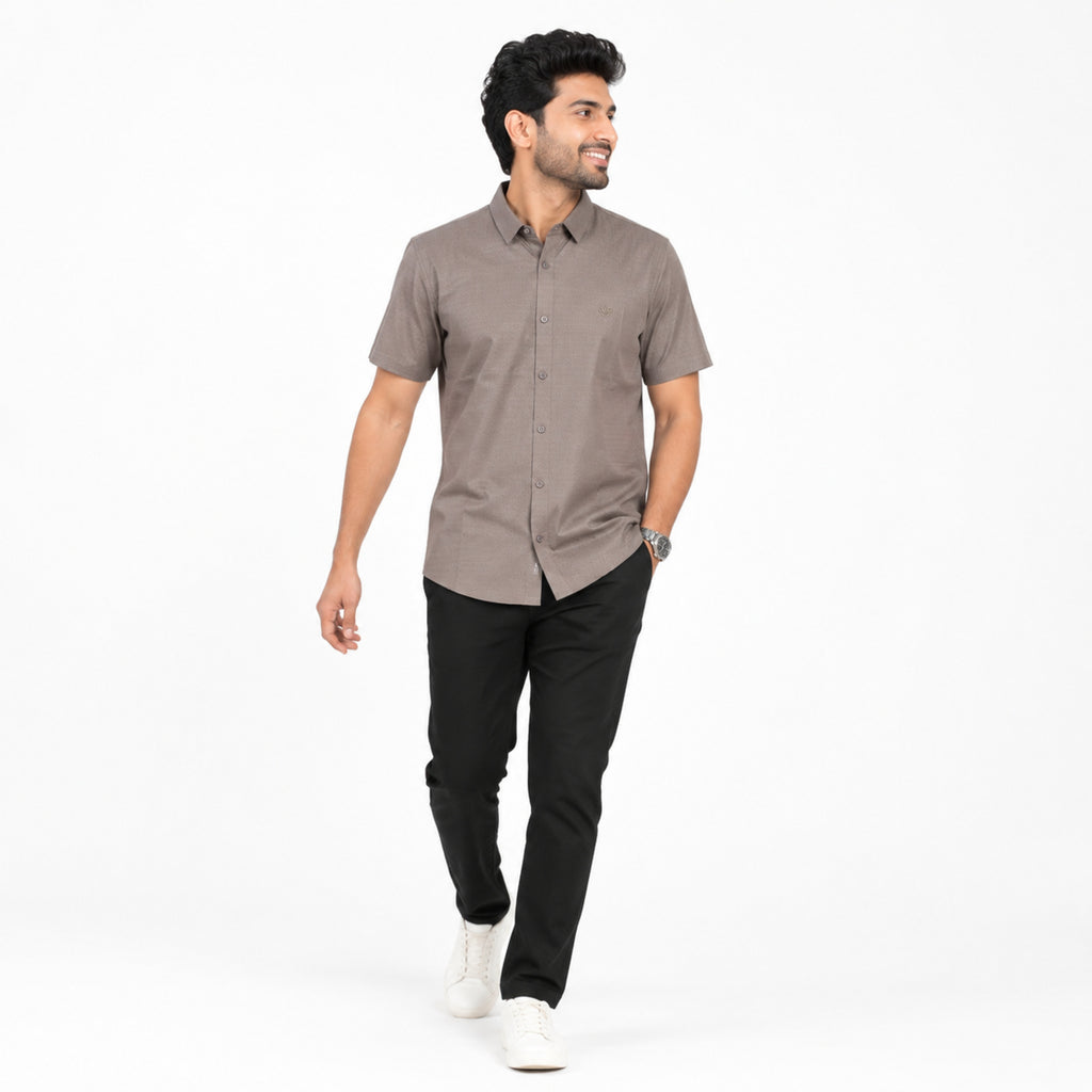 Men's Classic Grey Half Sleeve Casual Shirt-1