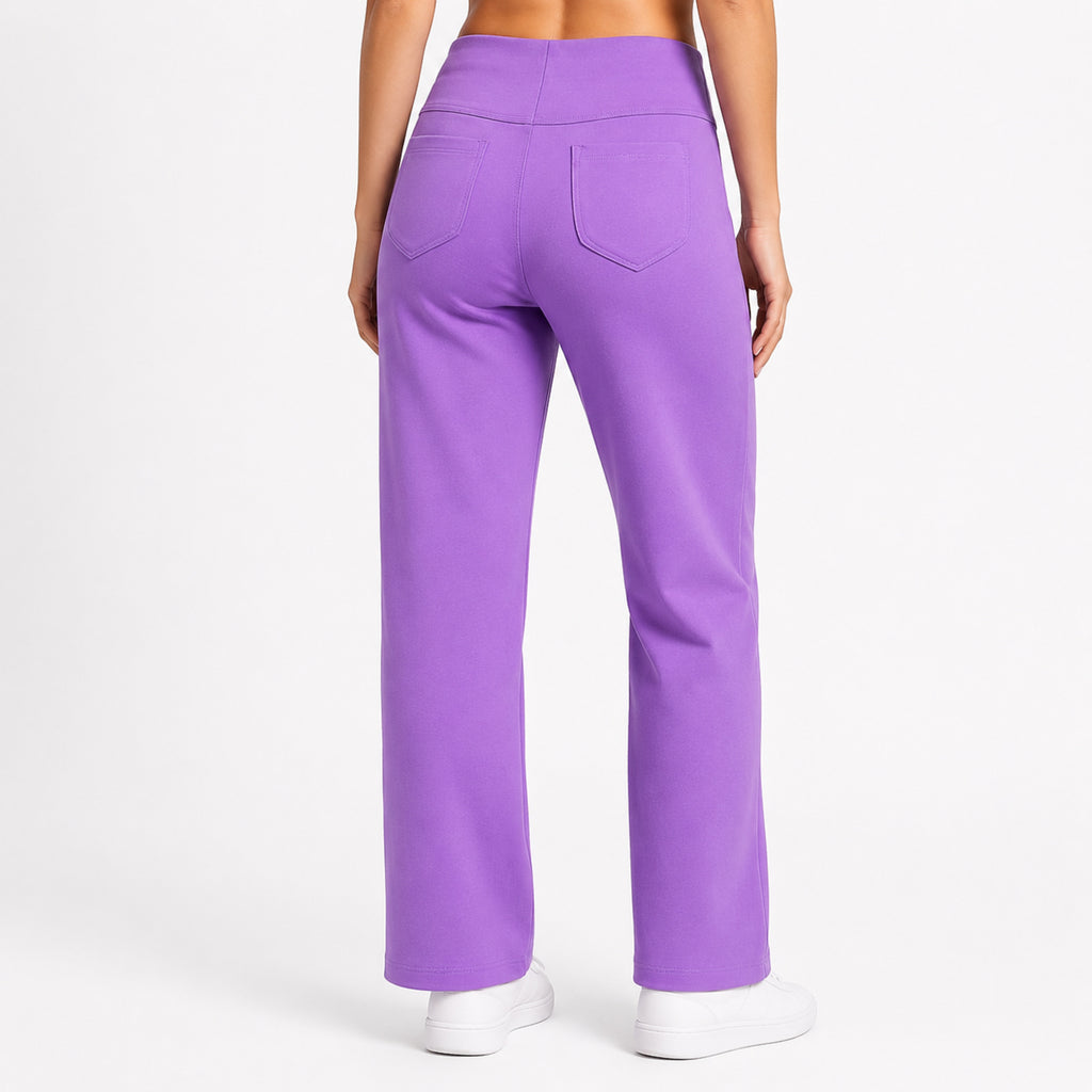 Women's Purple High-Rise Wide Leg Pants-3