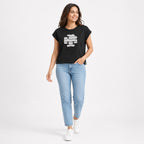 Women's Black Graphic Print Relaxed Fit T-Shirt | Premium Casual Cotton Top-1