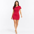 Women's Solid Red Bodycon Mini Dress-1