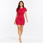 Women's Solid Red Bodycon Mini Dress-1
