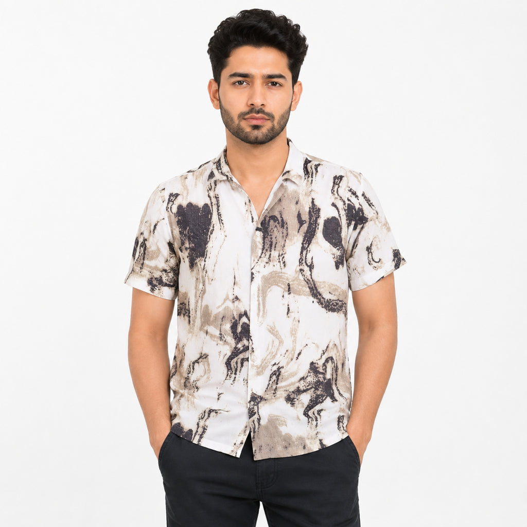 Men's Abstract Print Casual Half Sleeve Shirt-1